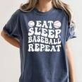 Eat Sleep Baseball Repeat Baseball Lover Baseball Mom Girls Women's Comfort Colors T-Shirt Moss