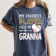 My Favorite Player Calls Me Granna Baseball Leopard Women's Comfort Colors T-Shirt Moss