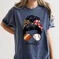 Football Mom Baseball Mom Life Messy Bun Mom Of Both Women's Comfort Colors T-Shirt Moss Football Mom Baseball Mom Life Messy Bun Mom Of Both Women's Comfort Colors T-Shirt Moss