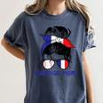 French Baseball Mom France Messy Bun Women's Comfort Colors T-Shirt Moss