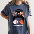 Grandma Life Basketball And Baseball Mom Funny Women's Comfort Colors T-Shirt Moss
