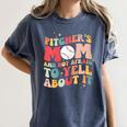 Groovy Ptchers Baseball Mom And Not Afraid To Yell About It Women's Comfort Colors T-Shirt Moss Groovy Ptchers Baseball Mom And Not Afraid To Yell About It Women's Comfort Colors T-Shirt Moss