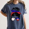 Haitian Baseball Mom Haiti Flag Baseball Girl Women's Comfort Colors T-Shirt Moss