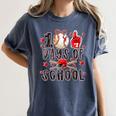 Happy 100 Days Of School Baseball Girls Coquette Bow Teacher Women's Comfort Colors T-Shirt Moss Happy 100 Days Of School Baseball Girls Coquette Bow Teacher Women's Comfort Colors T-Shirt Moss