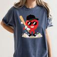 Heart Playing Baseball Valentine Baseball Women's Comfort Colors T-Shirt Moss Heart Playing Baseball Valentine Baseball Women's Comfort Colors T-Shirt Moss