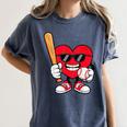 Heart Playing Baseball Valentines Day Women's Comfort Colors T-Shirt Moss Heart Playing Baseball Valentines Day Women's Comfort Colors T-Shirt Moss