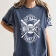 Hit Hard Run Fast Turn Left Baseball Player Fans Premium Tri-Blend Women's Comfort Colors T-Shirt Moss