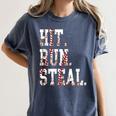 Hit Run Steal Baseball Mom For Women Baseball Women's Comfort Colors T-Shirt Moss Hit Run Steal Baseball Mom For Women Baseball Women's Comfort Colors T-Shirt Moss