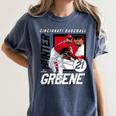 Hunter Greene Cincinnati MLB Baseball Players MLBHGR203M Women's Comfort Colors T-Shirt Moss