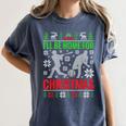 I'Ll Be Home For Christmas Baseball Xmas Women's Comfort Colors T-Shirt Moss
