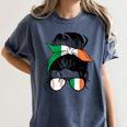 Ireland Baseball Mom Messy Bun Irish Baseball Girl Women's Comfort Colors T-Shirt Moss Ireland Baseball Mom Messy Bun Irish Baseball Girl Women's Comfort Colors T-Shirt Moss