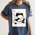 Japanese Grumpy Frog Baseball Player Baseball Women's Comfort Colors T-Shirt Moss