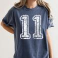 Jersey Number 11 T-Shirt Football Eleven Number Baseball Mom Women's Comfort Colors T-Shirt Moss