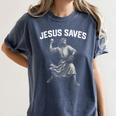 Jesus Saves Shirt Religious Christian Faith Baseball Women's Comfort Colors T-Shirt Moss Jesus Saves Shirt Religious Christian Faith Baseball Women's Comfort Colors T-Shirt Moss