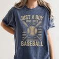 Just a Boy Who Loves Baseball Women's Comfort Colors T-Shirt Moss Just a Boy Who Loves Baseball Women's Comfort Colors T-Shirt Moss