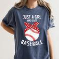 Just A Girl Who Loves Baseball Cute Retro Baseball Lover Women's Comfort Colors T-Shirt Moss