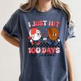 I Just Hit 100 Days Of School Baseball Boy Girl Teacher Women's Comfort Colors T-Shirt Moss