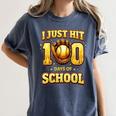 I Just Hit 100 Days Of School Baseball Boys Kids 100th Day Women's Comfort Colors T-Shirt Moss I Just Hit 100 Days Of School Baseball Boys Kids 100th Day Women's Comfort Colors T-Shirt Moss