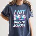 Kids 100 Days Of School 100th Day Baseball Ice Cream Drip Women's Comfort Colors T-Shirt Moss