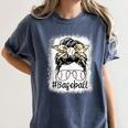 Leopard Messy Bun Mom Mother's Day Baseball Mommy Women's Comfort Colors T-Shirt Moss