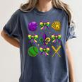 Mardi Gras Baseball Coquette Bow Fat Tuesday Parade Girls Women's Comfort Colors T-Shirt Moss Mardi Gras Baseball Coquette Bow Fat Tuesday Parade Girls Women's Comfort Colors T-Shirt Moss