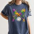 Mardi Gras Baseball Drip Shirt Cool Dripping Baseball Drip Women's Comfort Colors T-Shirt Moss Mardi Gras Baseball Drip Shirt Cool Dripping Baseball Drip Women's Comfort Colors T-Shirt Moss