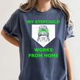 Messy Bun Baseball Mom My Stepchild Works From Home Women's Comfort Colors T-Shirt Moss