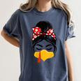 Messy Bun Baseball Mom Turkey Face Matching Thanksgiving Women's Comfort Colors T-Shirt Moss Messy Bun Baseball Mom Turkey Face Matching Thanksgiving Women's Comfort Colors T-Shirt Moss