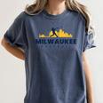 Milwaukee Baseball Minimalist City Skyline Baseball Lover Women's Comfort Colors T-Shirt Moss
