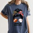 Mom Of Ballers Messy Bun Football Mom Baseball Mom Of Both Premium Tri-Blend Women's Comfort Colors T-Shirt Moss