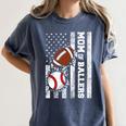 Mom Of Ballers USA Flag Football Baseball Mom Women's Comfort Colors T-Shirt Moss
