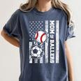 Mom Of Ballers USA Flag Soccer Baseball Mom Women's Comfort Colors T-Shirt Moss Mom Of Ballers USA Flag Soccer Baseball Mom Women's Comfort Colors T-Shirt Moss