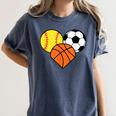 Mom Sports Heart Soccer Basketball Baseball Softball Women's Comfort Colors T-Shirt Moss Mom Sports Heart Soccer Basketball Baseball Softball Women's Comfort Colors T-Shirt Moss