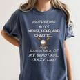 Mothering Boys Messy Loud Chaotic Baseball Mom Women's Comfort Colors T-Shirt Moss
