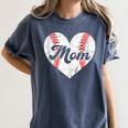 Mother's Day Distressed Heart Baseball Mom Mama Sport Fan Women's Comfort Colors T-Shirt Moss