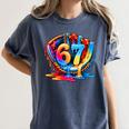 Number 67 Baseball Glove Ice Cream Drip Six Seven Meme Women's Comfort Colors T-Shirt Moss