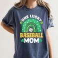 One Lucky Baseball Mom St Patricks Day Rainbow Mother Mama Women's Comfort Colors T-Shirt Moss