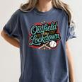 Outfield On Lockdown Baseball Defense Sports Women's Comfort Colors T-Shirt Moss