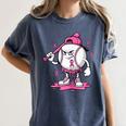 Pink Ribbon Baseball Breast Cancer Awareness Women's Comfort Colors T-Shirt Moss