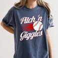 Pitch 'n Giggles Baseball Player Women Baseball Mom Women's Comfort Colors T-Shirt Moss