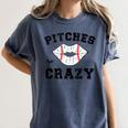 Pitches Be Crazy Baseball Moms Softball Players Hey Batter Women's Comfort Colors T-Shirt Moss Pitches Be Crazy Baseball Moms Softball Players Hey Batter Women's Comfort Colors T-Shirt Moss