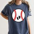 Pregnant Baseball Mom Pregnancy Announcement Baby Feet Belly Women's Comfort Colors T-Shirt Moss Pregnant Baseball Mom Pregnancy Announcement Baby Feet Belly Women's Comfort Colors T-Shirt Moss