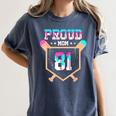 Proud Mom Baseball Player Number 81 Ice Cream Drip Women's Comfort Colors T-Shirt Moss