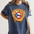 Puerto Rican Flag Baseball Player Boricua Pride Beisbol PR Women's Comfort Colors T-Shirt Moss
