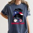 Puerto Rico Baseball Mom Messy Bun Boricua Women's Comfort Colors T-Shirt Moss Puerto Rico Baseball Mom Messy Bun Boricua Women's Comfort Colors T-Shirt Moss