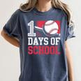 Retro 100 Days Of School Baseball Teacher Student 100 Days Women's Comfort Colors T-Shirt Moss Retro 100 Days Of School Baseball Teacher Student 100 Days Women's Comfort Colors T-Shirt Moss