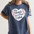 Retro My Heart Is On That Field Baseball Mom Mother's Day Women's Comfort Colors T-Shirt Moss Retro My Heart Is On That Field Baseball Mom Mother's Day Women's Comfort Colors T-Shirt Moss