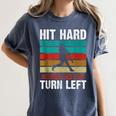 Retro Hit Hard Run Fast Turn Left Baseball Lover Women's Comfort Colors T-Shirt Moss