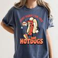 Retro Just Here For The Hotdogs Baseball Mom Sport Lover Women's Comfort Colors T-Shirt Moss