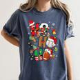 Santa Baseball Football Soccer Pajamas Ho Ho Christmas Xmas Women's Comfort Colors T-Shirt Moss Santa Baseball Football Soccer Pajamas Ho Ho Christmas Xmas Women's Comfort Colors T-Shirt Moss